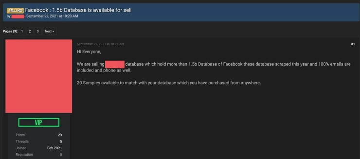 selling a leaked database